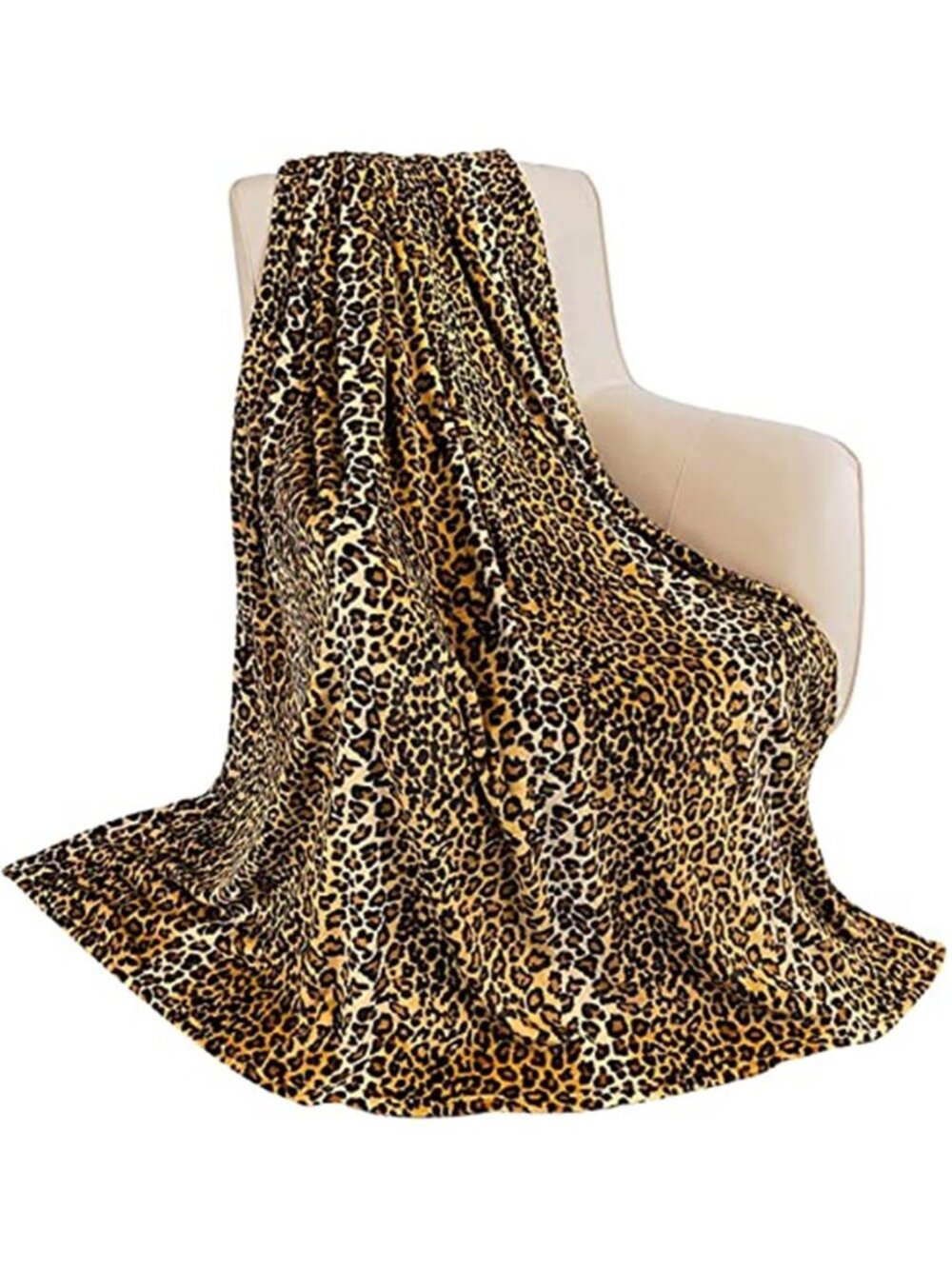 Leopard Print Fleece Throw Blanket Cheetah Brown Soft Lightweight Couch Sofa